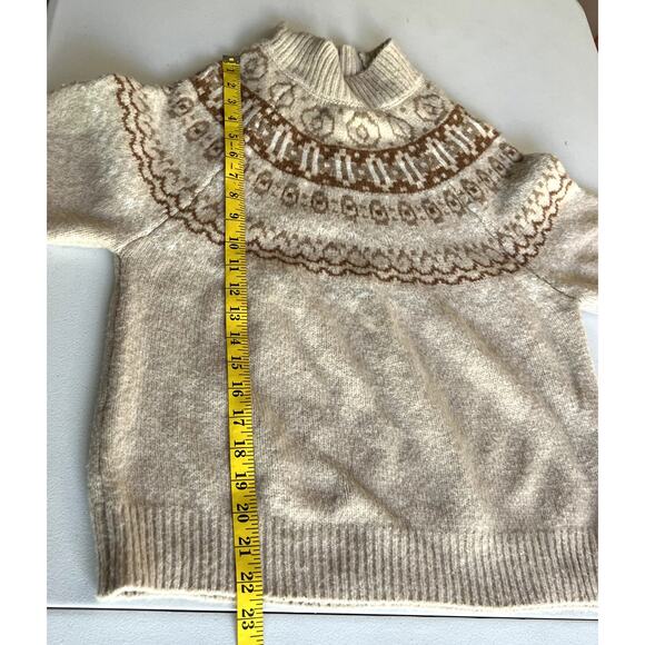 Cupcakes and Cashmere Sweater Women Medium Beige Knit Fair Isle Knit Pullover - Picture 5 of 12